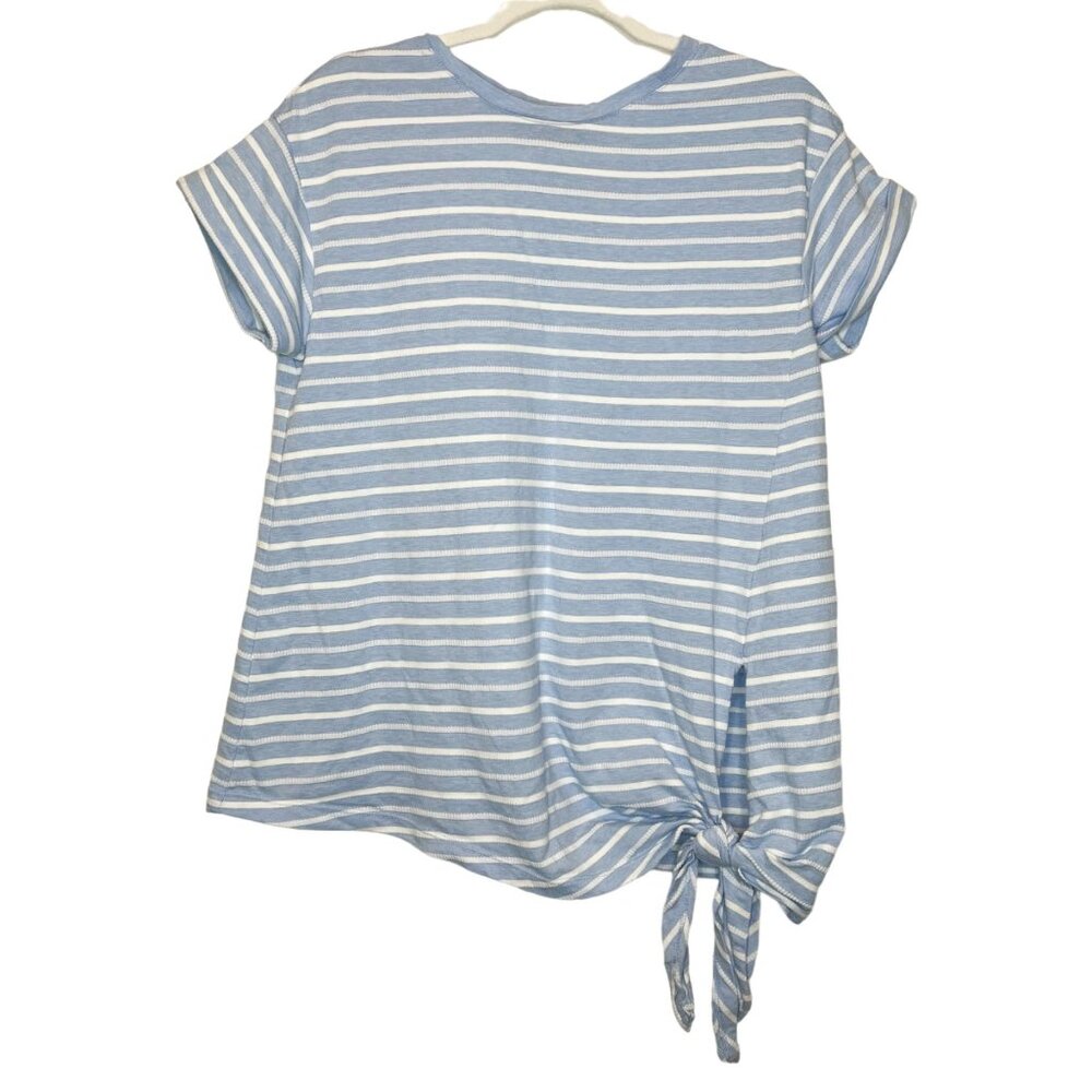 Chaps Shirt M Blue White Striped Nautical Side Tie Pullover Top Size‎ Medium